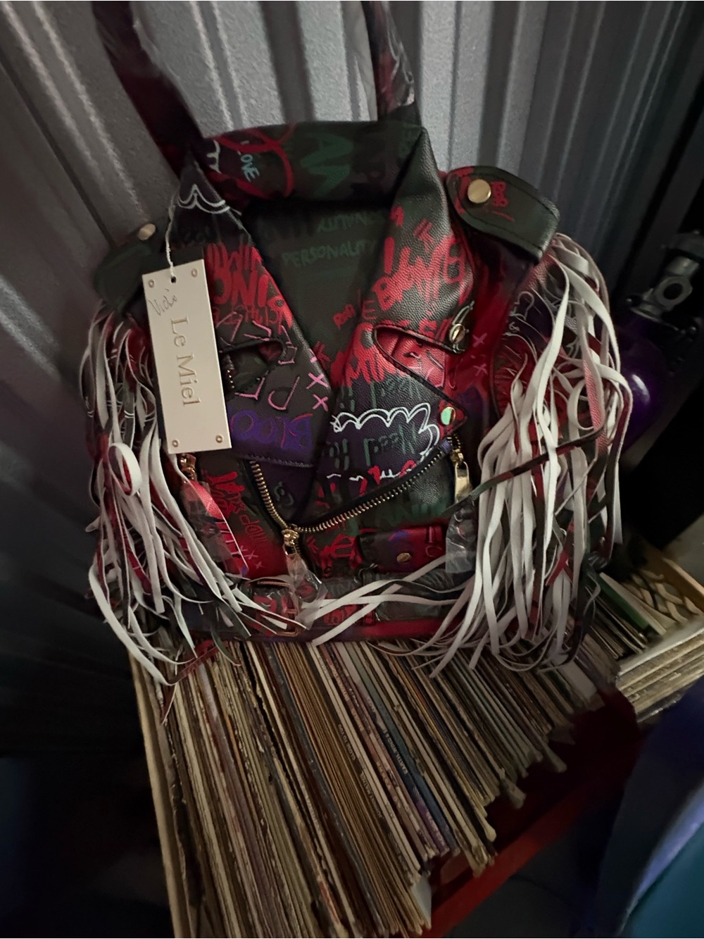 Le Miel Red Graffiti Fringe Laptop Tote